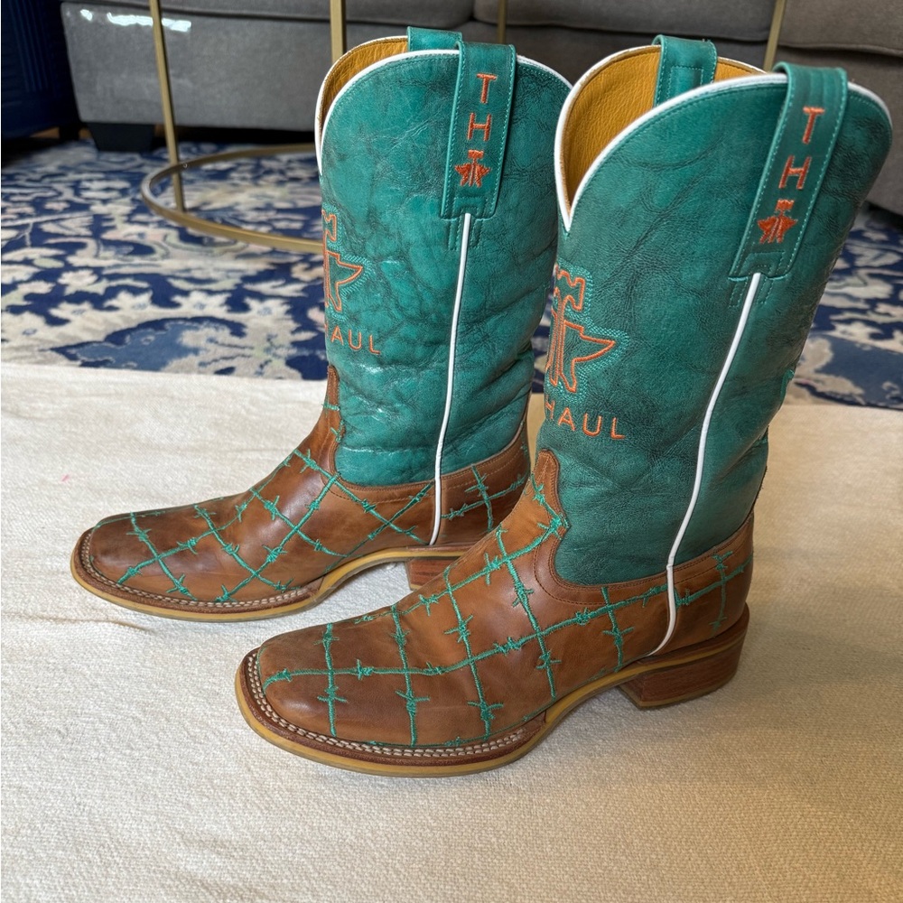 Tin Haul Brown and Teal Cowboy Boots